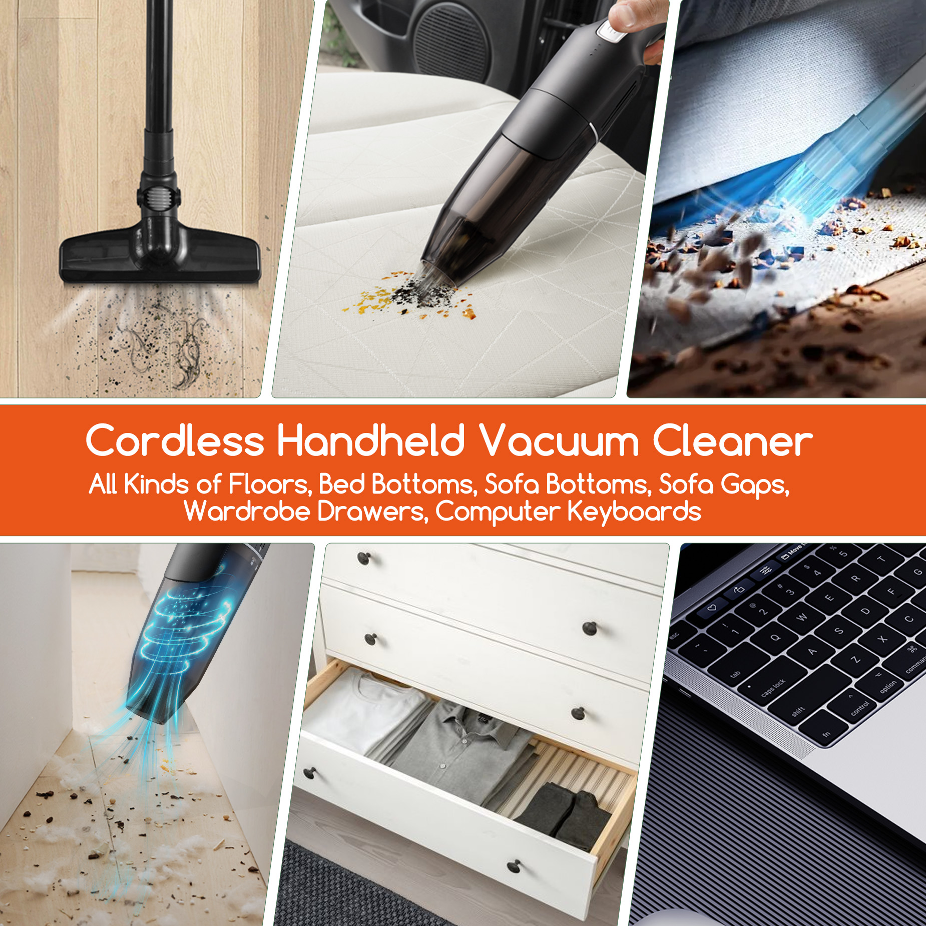 Cordless Stick/Handheld Vacuum Cleaner, 10-17Kpa 2-Level Powerful Suction,Fast Charging-Use Durable,Latest Household Vacuum Cleaners for Cleaning Flooring, Carpets, Sofas, Car Seat,Hair and Dust - Image 6