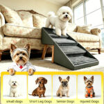 2-in-1 Dog Stairs for Bed and Couch 19.69" Foldable Dog Ramp for Couch 4 Pet Steps & Ottoman for Small Dogs, Grey