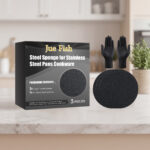 Jue Fish Stainless Steel Pot Cleaning Sponge, For Cleaning Pots And Removing Burnt Marks, Maintenance Type, With Gloves, Scratch-Resistant, Easy To Clean