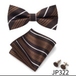 Mens Striped Jacquard Bow Tie Set