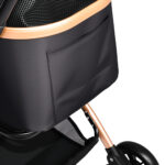 Pet Stroller for Dogs and Cats, 2-in-1 Detachable Foldable 4 Wheels Pet Stroller, Quick One-Hand Fold, Storage Basket, Detachable Carry Basket with Sun Canopy(Black+Gold)