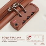 6-Piece Hardside Luggage Set with TSA Lock, 16/20/24/28 Inch Spinner Suitcase Set with Expandable Travel Duffel Bag & Waterproof Toiletry Kit, Adjustable Handle (ivory and brown)