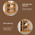 6-Tier Bamboo Shoe Rack - Vertical Space Saving Shoe Organizer Corner Shelf UK