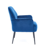 Velvet Accent Chair, Modern Upholstered Living Room Chairs, Luxury Single Sofa Armchair with Metal Legs, Comfy Barrel Chairs for Living Room, Waiting Room, Bedroom, Office and Cafe, Blue