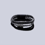 Woven Leather Bracelet For Men With A Magnetic Clasp And A Minimalist Design