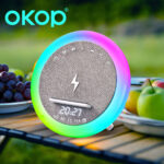 KP-577 Best-Selling Wholesale White Noise Bluetooth Speaker With LED Color Lights Clock Alarm Timer Wireless Charging And Bedside Desktop Functionality