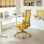 Ergonomic Colorful Office Chair 350LBS Home Office Mesh Breathable High Back, With Adjustable Lumbar Support Computer Chair, Integrated Molded Foam Seat Cushion, Fireproof (Yellow)