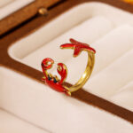 New Style Ring, Simple Open Ring With Oil Drip Design, Adjustable European And American Starfish Series Ring, Fashionable And Versatile