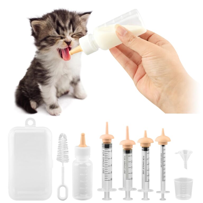 Pet Nursing Kit, Newborn Cat Bottle Feeding Set, For Newborn Puppies, Kitten, Other Small Animals,with Silicone Nursing Nipples, Formula Dispenser,Liquid Syringes,Measuring Cup&Cleaning Brush