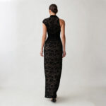 Womens Lace Hollow-Out Dress With Side Slit