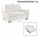 2 Seater Pull Out Sofa Bed, Multi-Functional Sleeper Loveseat With Cup Holders, Convertible Fold Out Guest Couch, Space Saving Sofa Sleeper For Apartment, Living Room, Guest Room, Studio, Dorm .