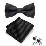 Mens Striped Jacquard Bow Tie Set