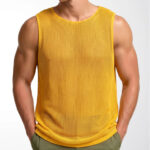 Men's European And American Summer Sports Tank Tops, Quick-Dry Stretch Mesh Hollow Knit Vests For Men