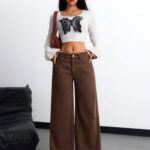 Floor-length Flared Straight-leg Denim Jeans For Women