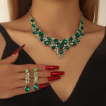 Cross-Border Foreign Trade Retro Jewelry Exaggerated Necklace Set Luxury Crystal Jewelry Banquet Dress Accessories Factory Direct Supply