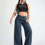 Floor-length Flared Straight-leg Denim Jeans For Women