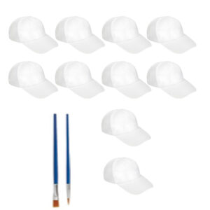 Set Of 10 White Caps For Painting, Cotton Caps For Fabric Paint, DIY Baseball Caps For Creative Designs, Blank Caps For Party Events, Plain Caps For Home, Hobbies, And Party Photo Props