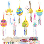 Easter Wind Chime Set, 8-Piece Craft Kit For Easter Decorations, Creative DIY Materials For Homemade Easter Wind Chimes And Party Accessories Set