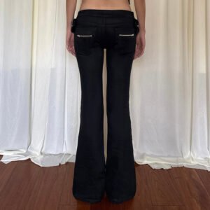 Low-rise Slim-fit Bootcut Pants With Metal Buttons