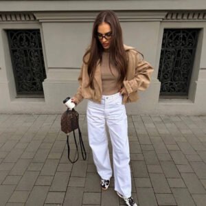 Womens Loose-fit Trench Coat, Retro Short Jacket