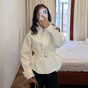 Women's Lace-up Waist-cinched Stand-up Collar Jacket