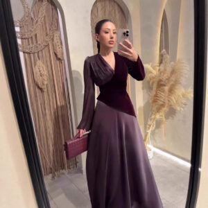 Womens Elegant Waist-cinching Long Dress