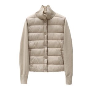 Womens Casual Stand-collar Knitted Cotton Coat