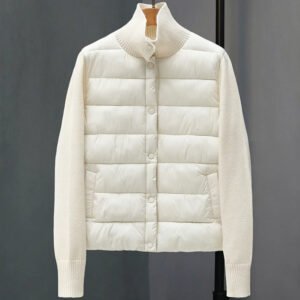 Womens Casual Stand-collar Knitted Cotton Coat