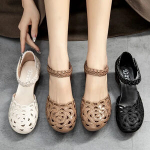 Womens Fashionable Versatile Round-toe Hollow-out Flat Shoes