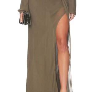 Stand-collar Pleated Flared Long-sleeve Top High-waisted Skirt