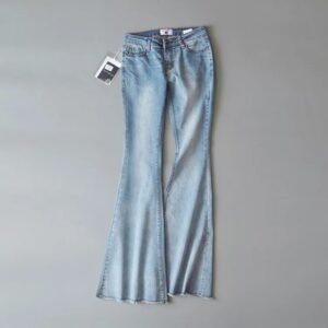 Retro Denim Low-rise Frayed Bell-bottoms