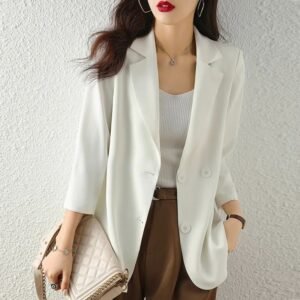 Spring Autumn Lightweight High-end Chiffon Casual Blazer