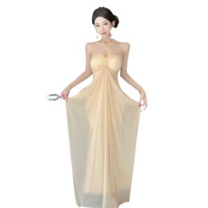 French-style Light-luxury Socialite Off-shoulder Two-way Mesh Dress For Women