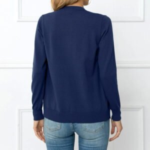 Women's Buckle Round Neck Long Sleeve Soft Knitted