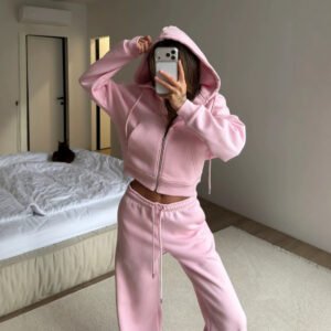 Womens Washed Hoodie Two-piece Set