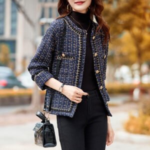 Female Solid Color Chanel-style Wool Short Coat
