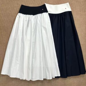 Wide-waist Woven Belt Mid-length Skirt