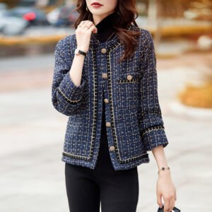 Female Solid Color Chanel-style Wool Short Coat