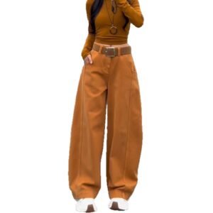 Orange-flared Wide-leg Denim Jeans