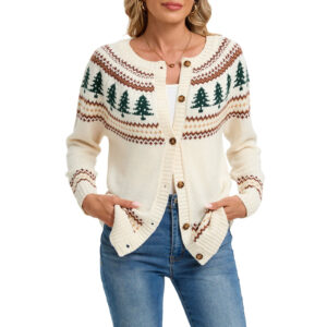Womens Jacquard-knit Cardigan Jacket