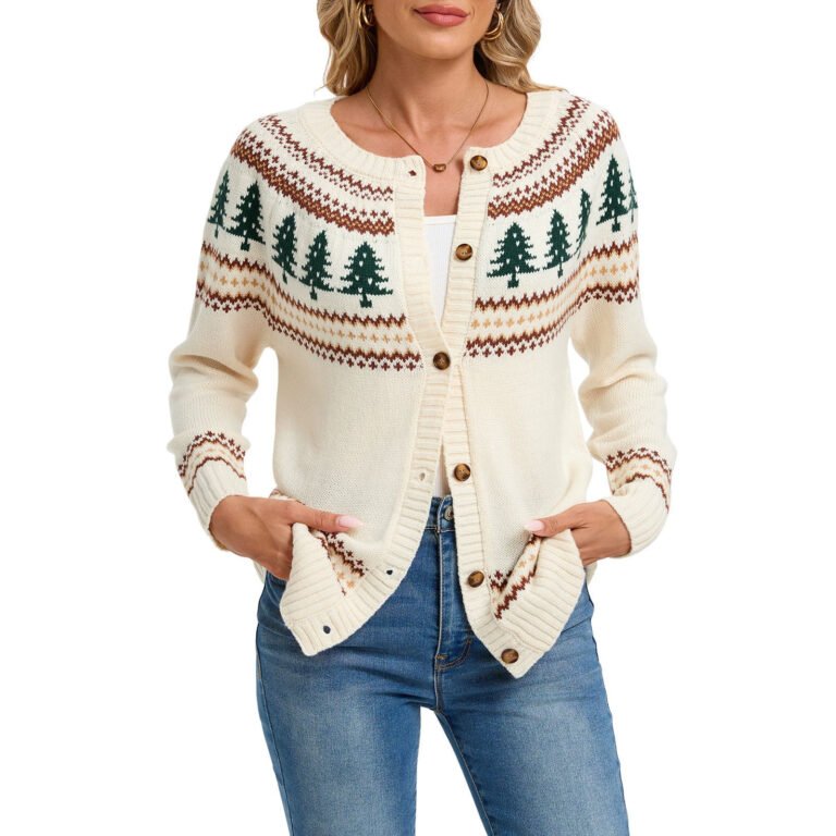Womens Jacquard-knit Cardigan Jacket