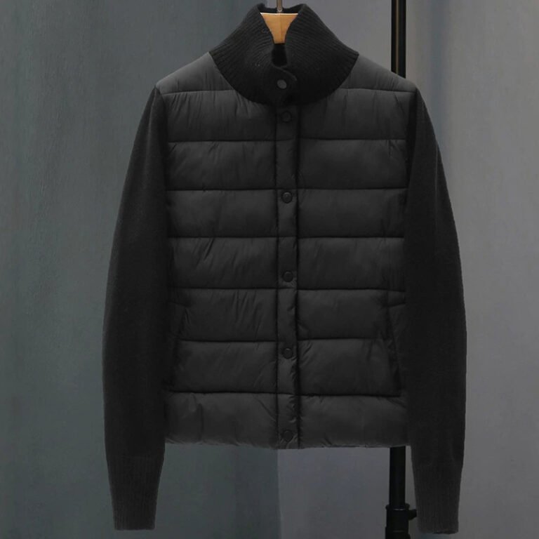 Womens Casual Stand-collar Knitted Cotton Coat
