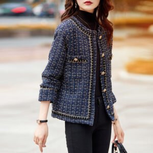 Female Solid Color Chanel-style Wool Short Coat