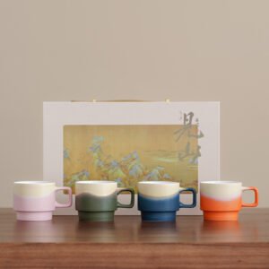 New Ceramic Kiln-change Coffee Cup Gift Box Set