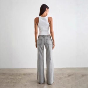 Womens Stretch Slim-Fit Solid-Color Bootcut Denim Jeans
