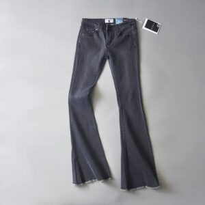 Retro Denim Low-rise Frayed Bell-bottoms