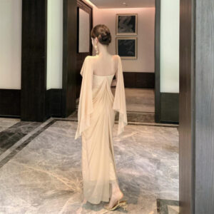 French-style Light-luxury Socialite Off-shoulder Two-way Mesh Dress For Women