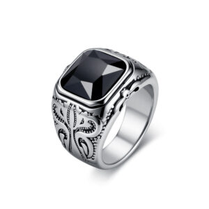 Vintage Vine-patterned Carved Titanium Steel Gold-plated Ring