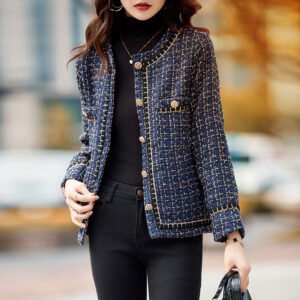 Female Solid Color Chanel-style Wool Short Coat