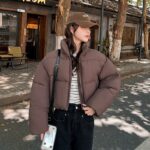Stand-collar Puffer Cotton-padded Coat For Petite Figures